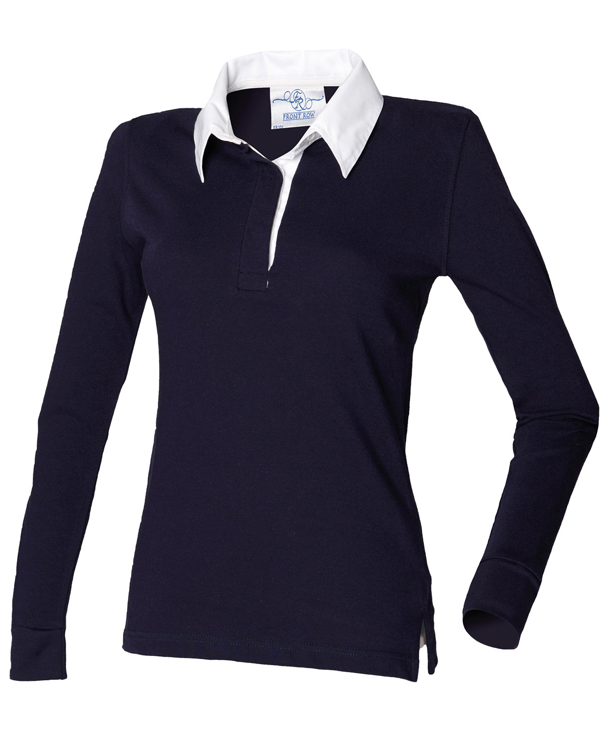 Women's long sleeve plain rugby shirt - Navy/White*