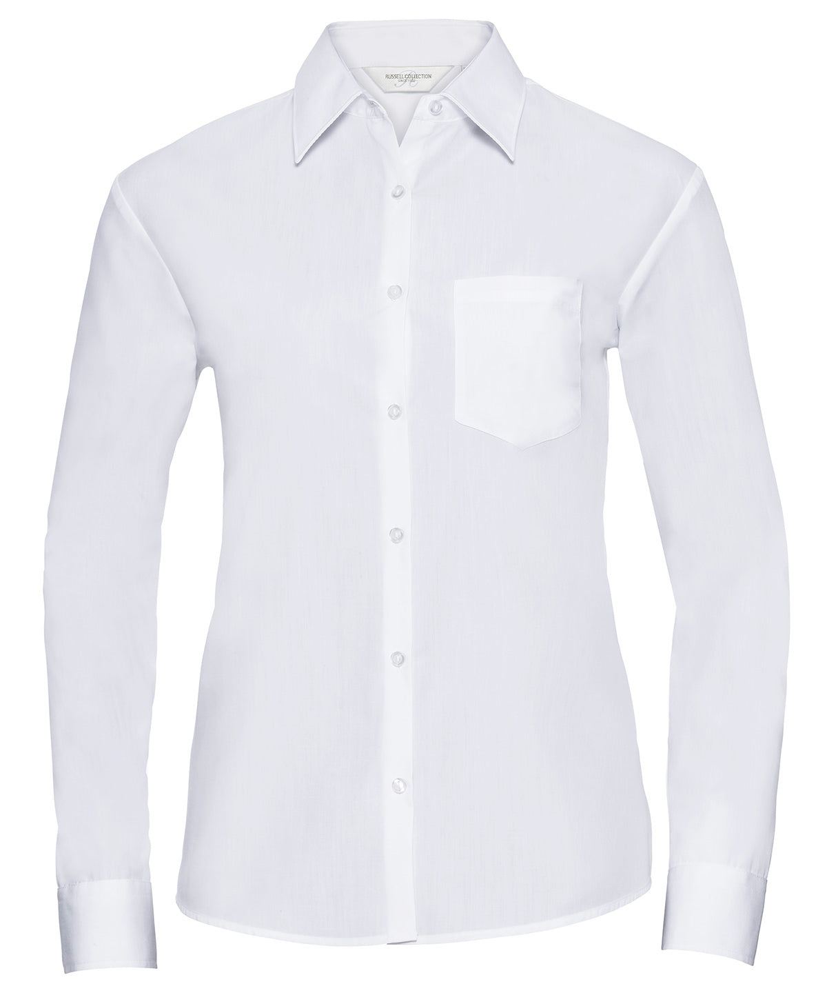 Women's long sleeve polycotton easycare poplin shirt - White