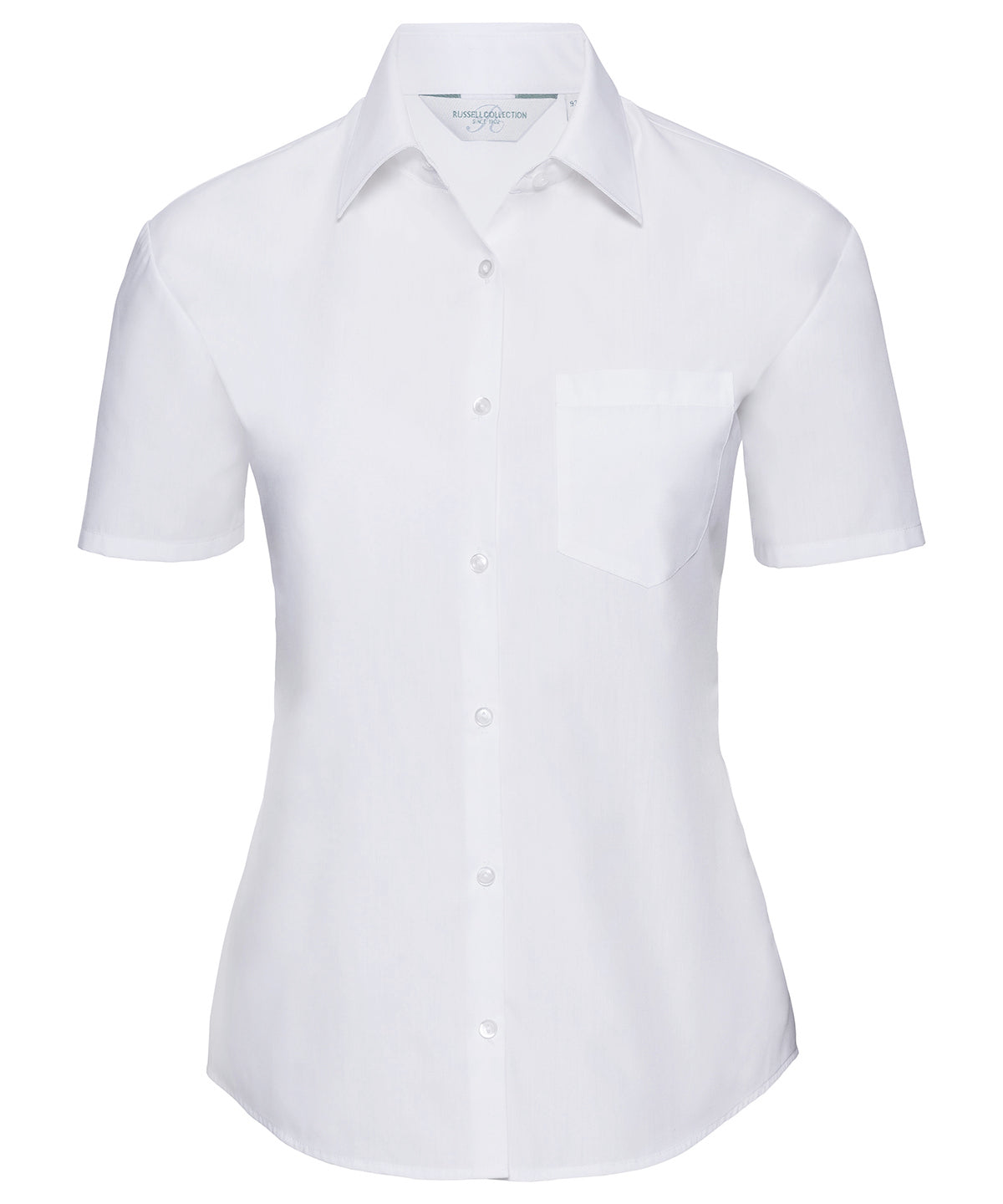 Women's short sleeve polycotton easycare poplin shirt - White