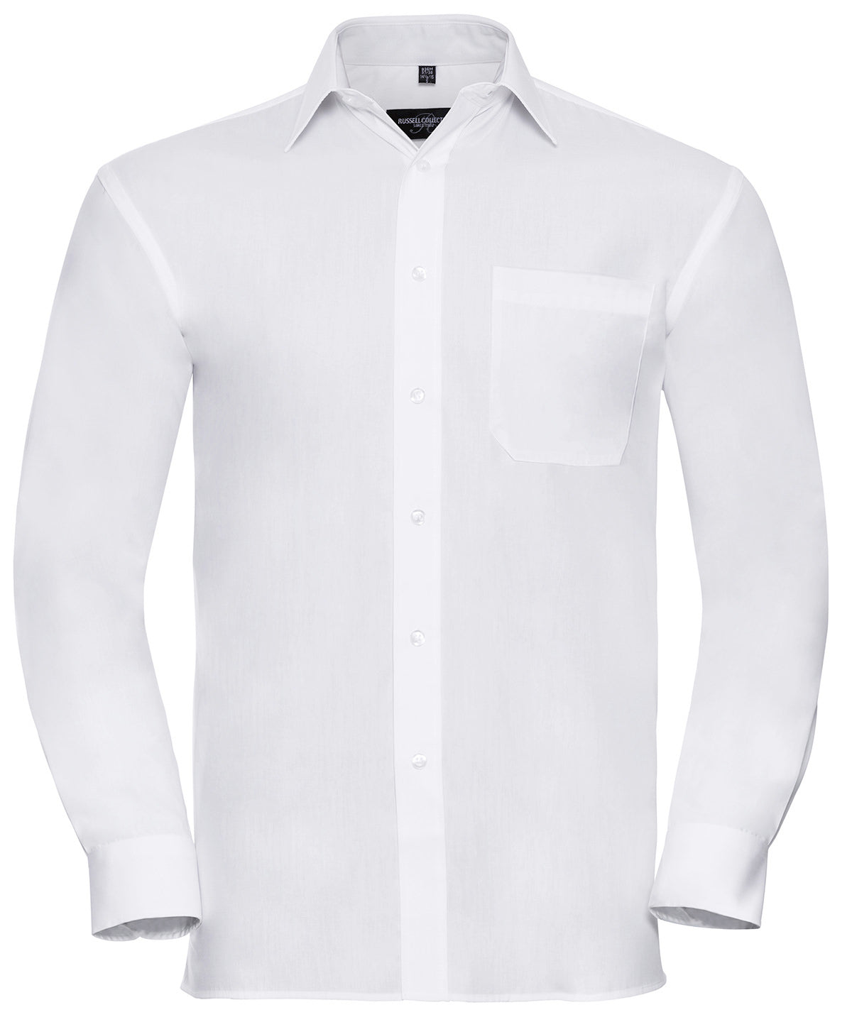 Long sleeve pure cotton easycare poplin shirt - White
