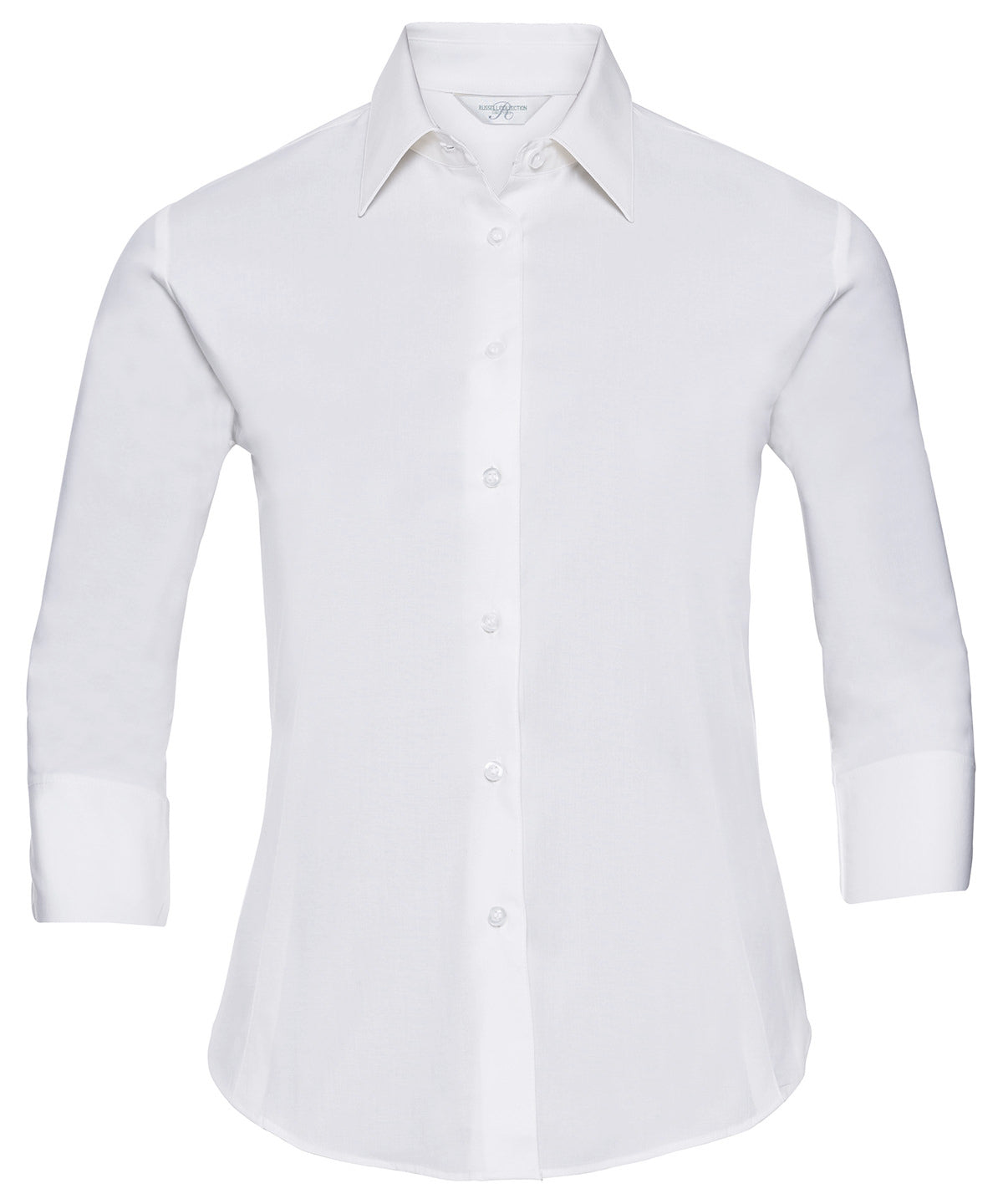 Women's ¾ sleeve easycare fitted shirt - White