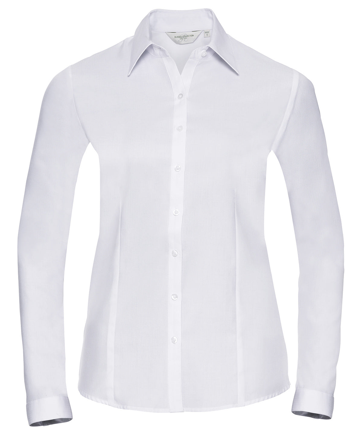 Women's long sleeve herringbone shirt - White
