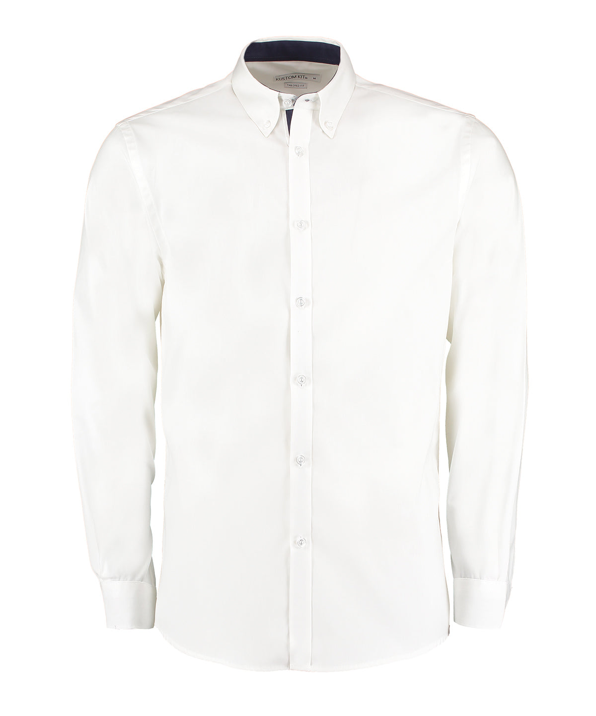 Contrast premium Oxford shirt (button-down collar) long-sleeved (tailored fit) - White/Navy