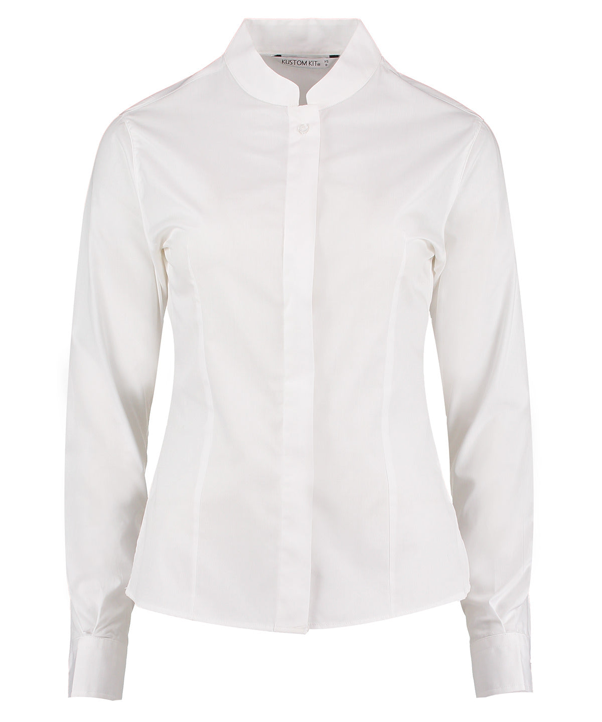 Women's mandarin collar shirt long-sleeved (tailored fit) - White