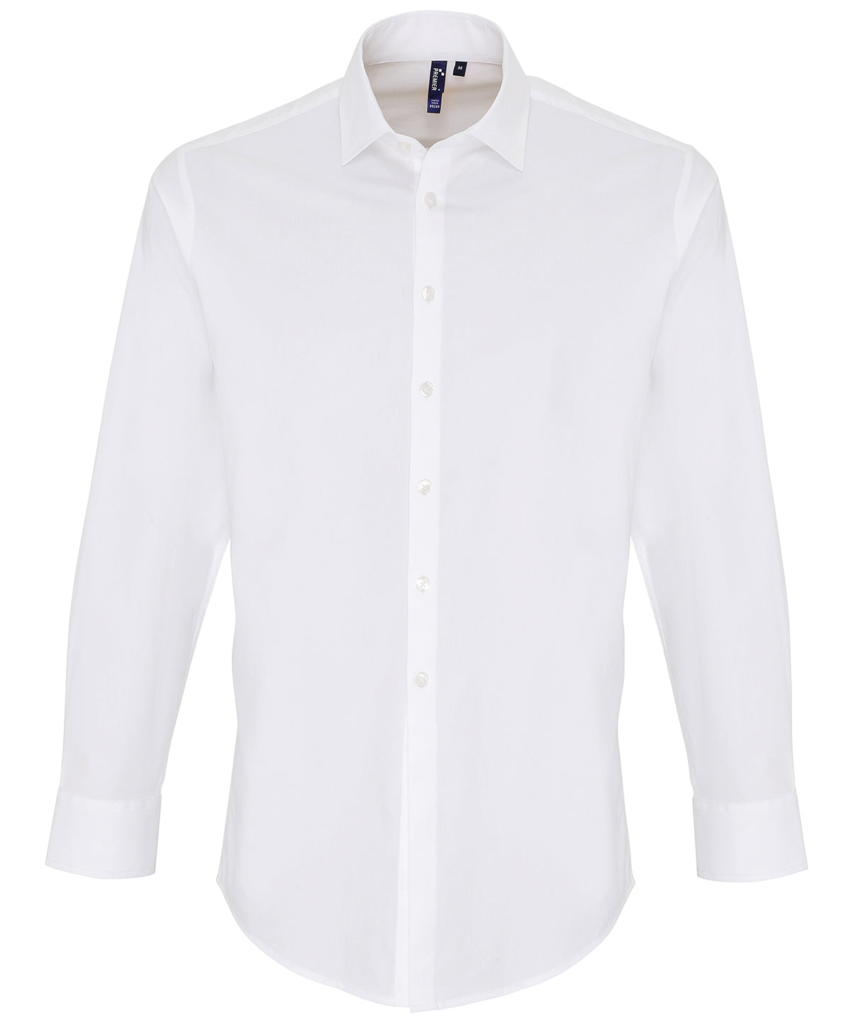 Stretch fit cotton poplin long sleeve shirt - White