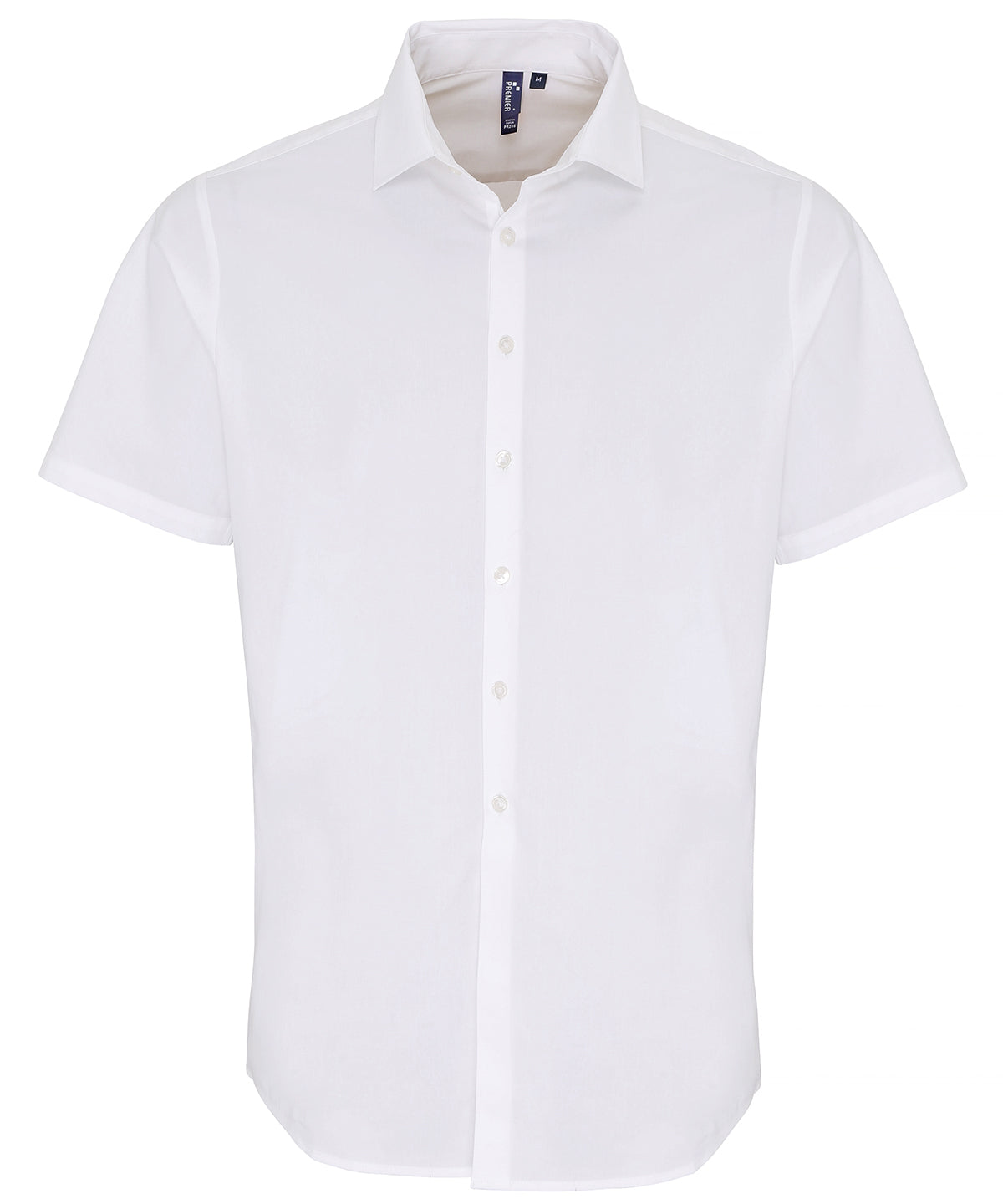 Stretch fit cotton poplin short sleeve shirt - White