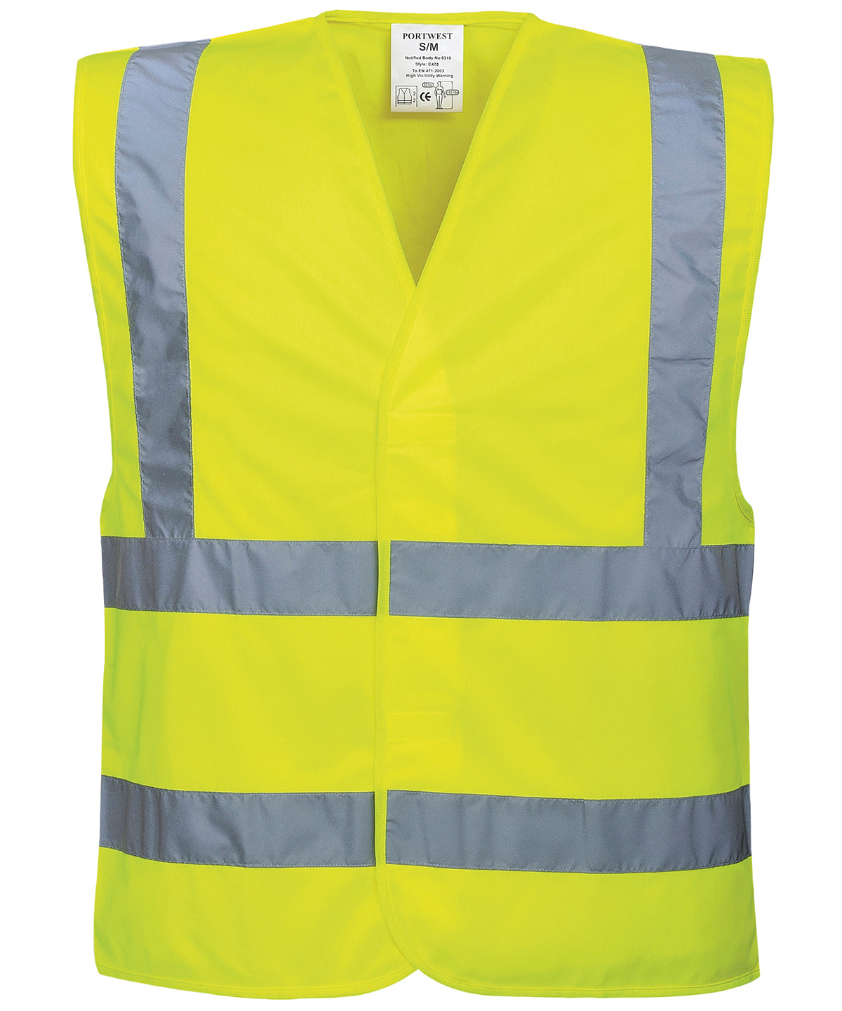 Hi-vis two-band-and-brace vest (C470) - Yellow