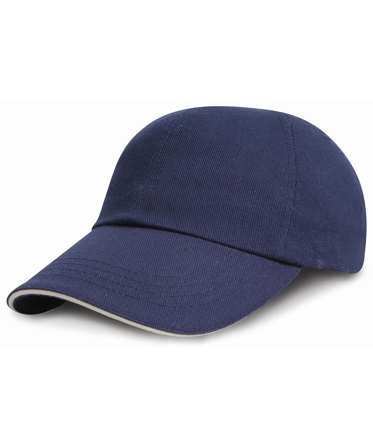 Junior low-profile heavy brushed cotton cap with sandwich peak - Navy/White