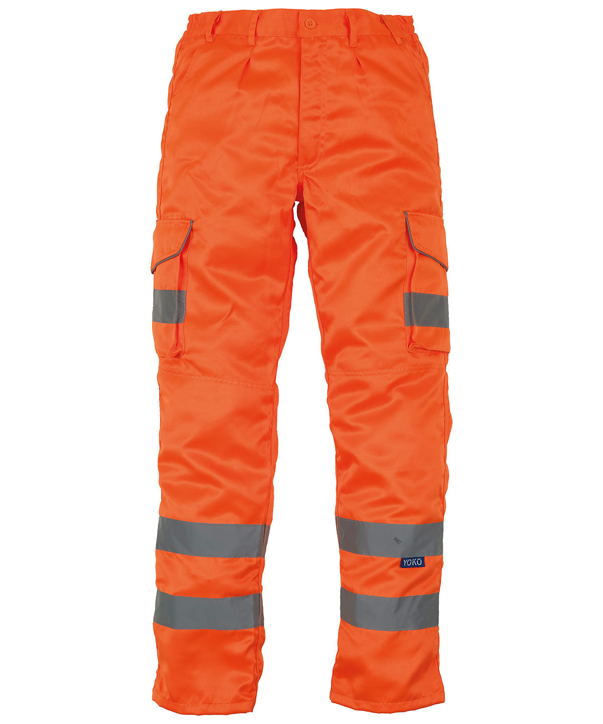 Hi-vis polycotton cargo trousers with kneepad pockets (HV018T/3M) - Orange