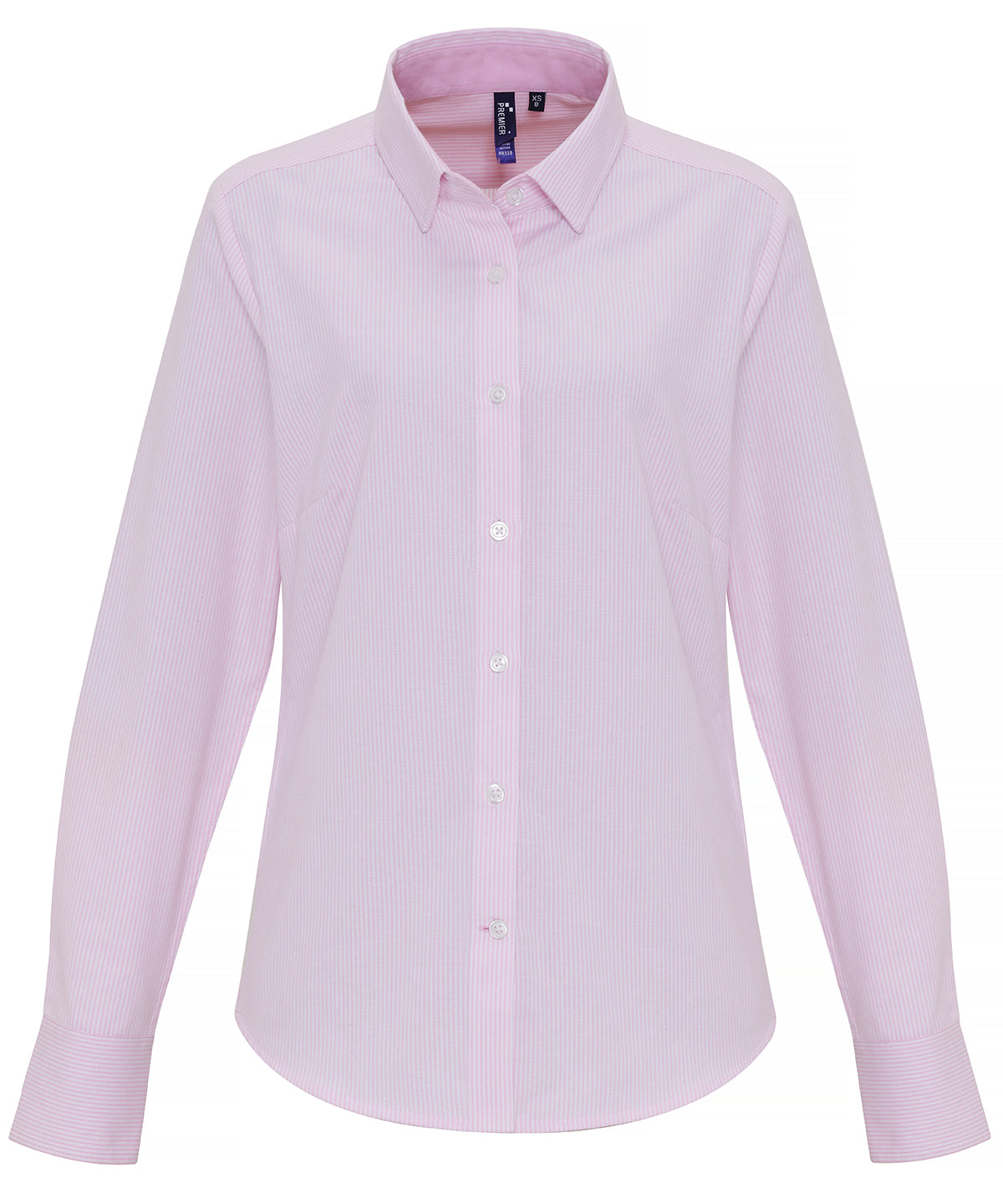 Women's cotton-rich Oxford stripes blouse - White/Pink