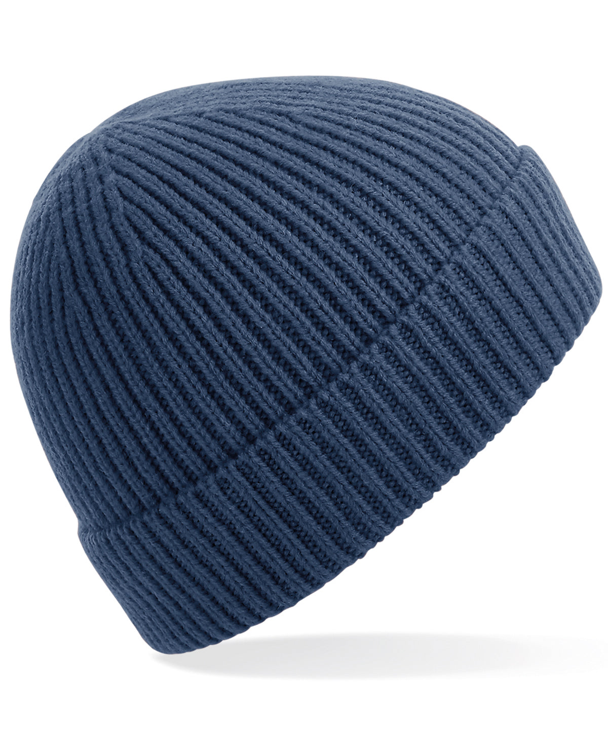 Engineered knit ribbed beanie - Steel Blue