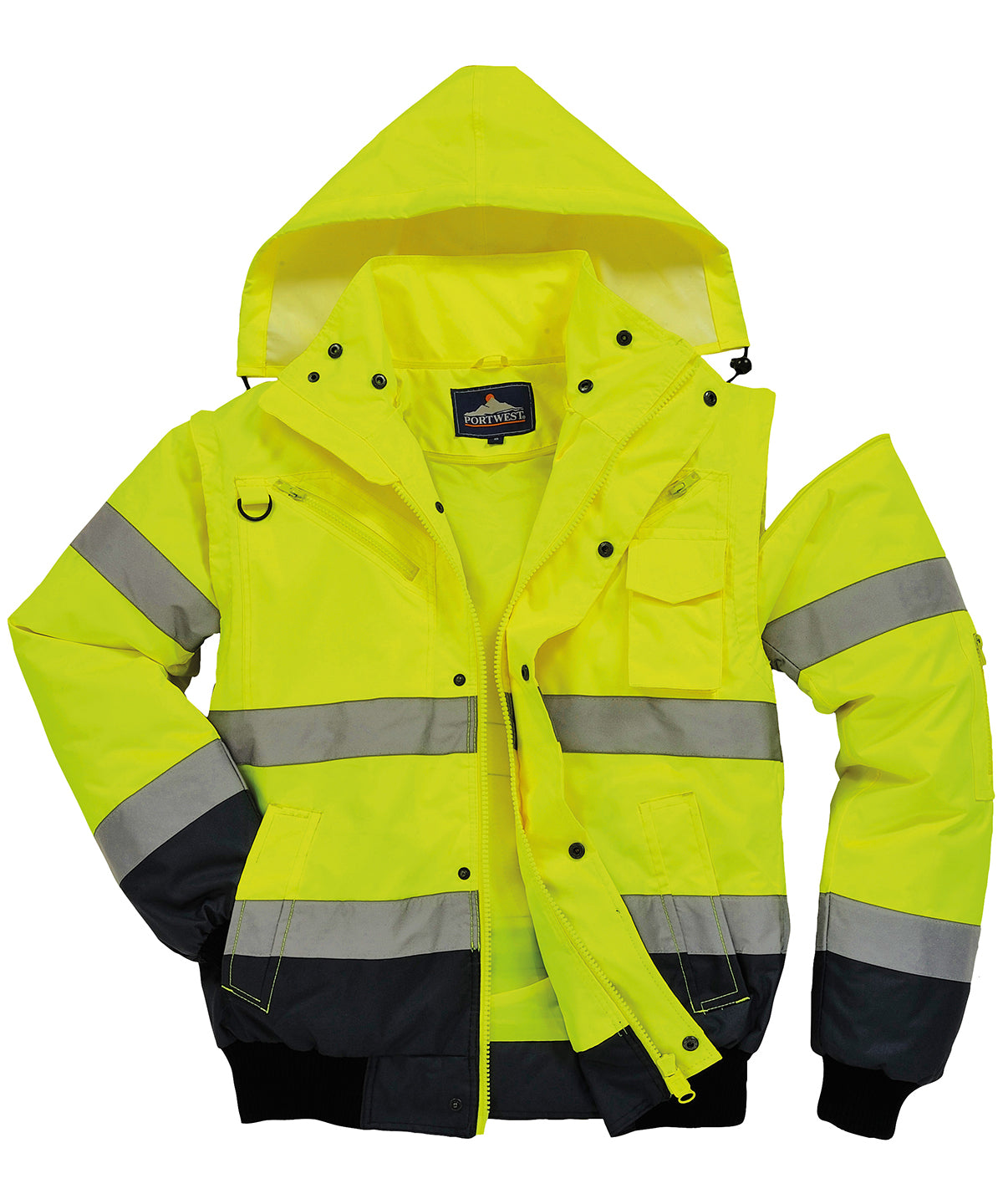 Hi-vis contrast bomber jacket (C465) - Yellow/Navy