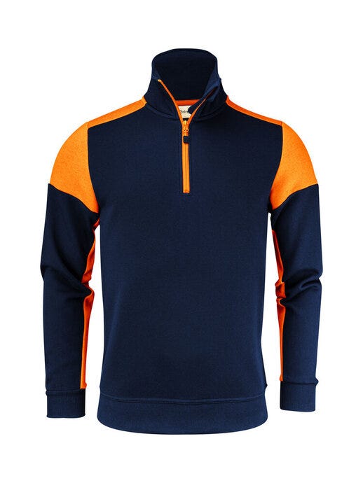 Half Zip Sweater - Navy/Neon Orange