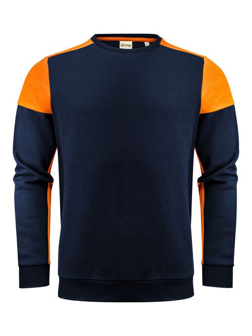 Crewneck - Navy/Neon Orange