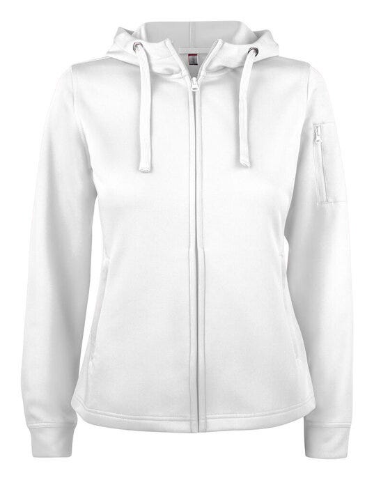 Ladies Basic Active FZ Hoody - White