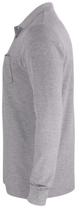 Basic Pocket Polo L/S - Grey Melange