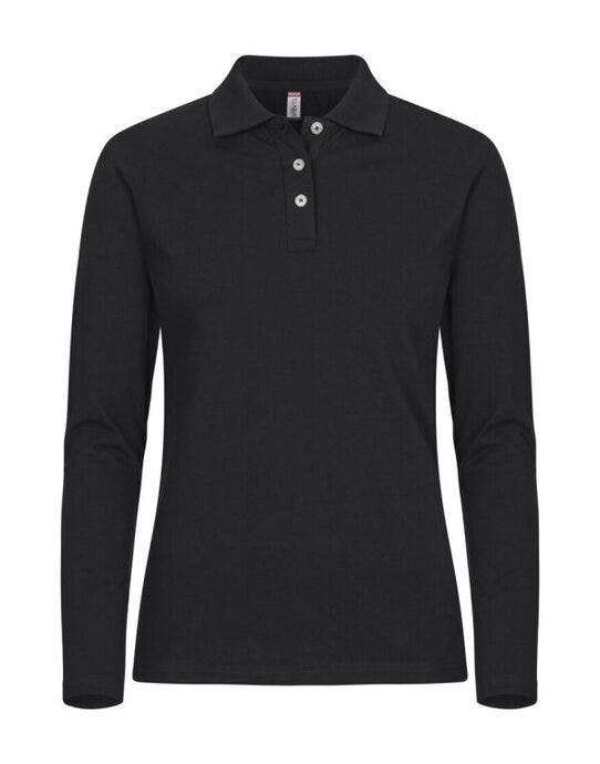 Stretch Premium Polo L/S Women - Black