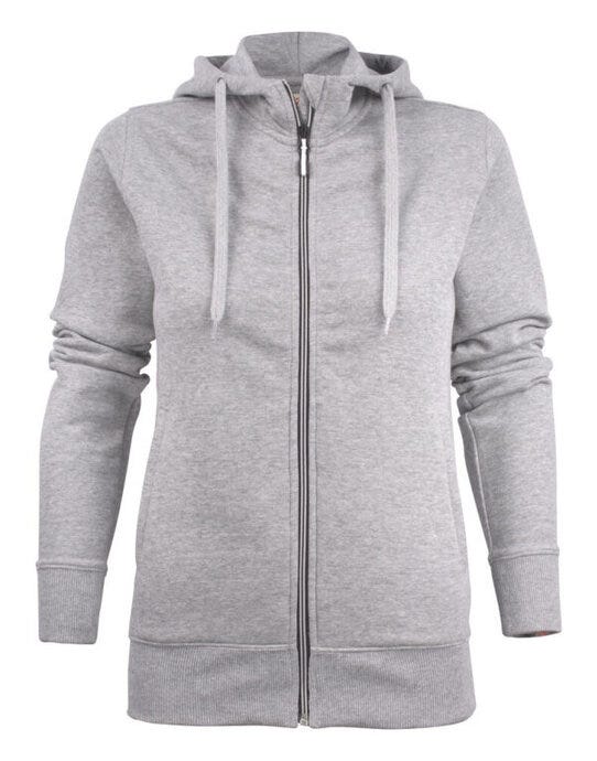 Printer Ladies Overhead Full Zip Hoody - Grey Melange