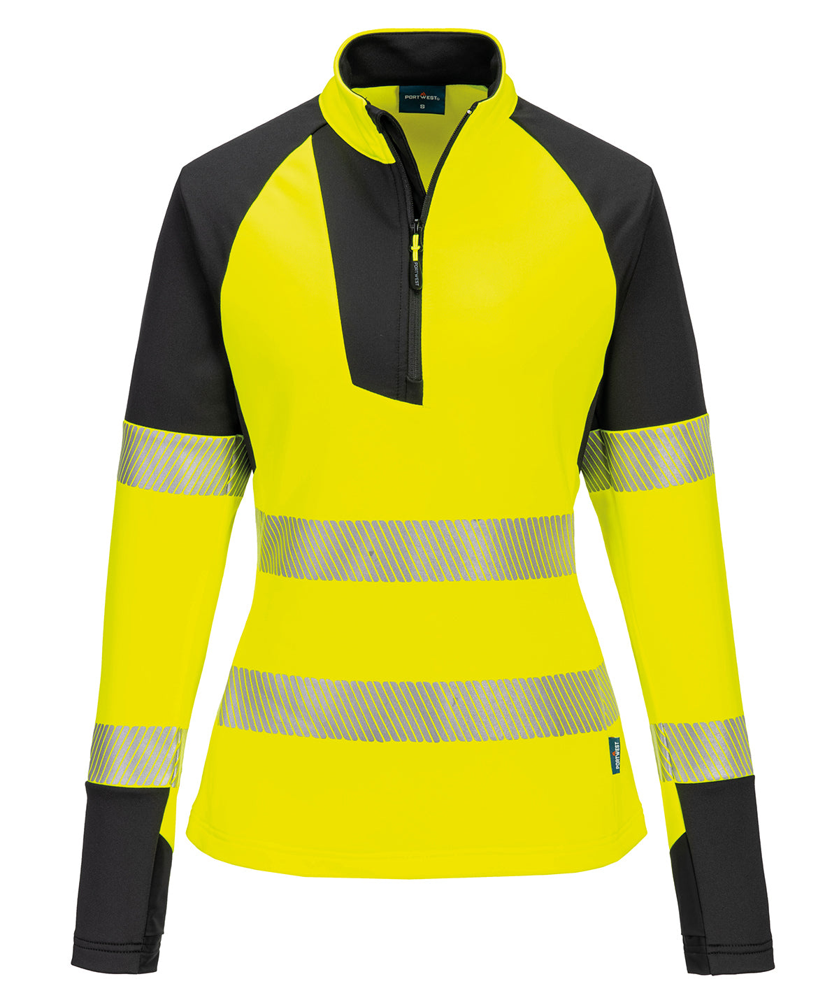 Women’s PW3 Hi-vis ¼-zip sweatshirt (T173) - Yellow/Black