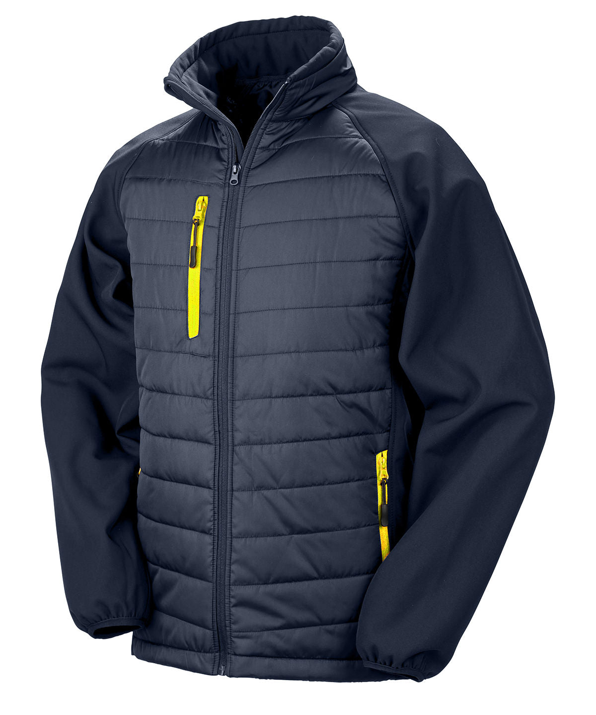 Compass padded softshell jacket - Navy/Yellow