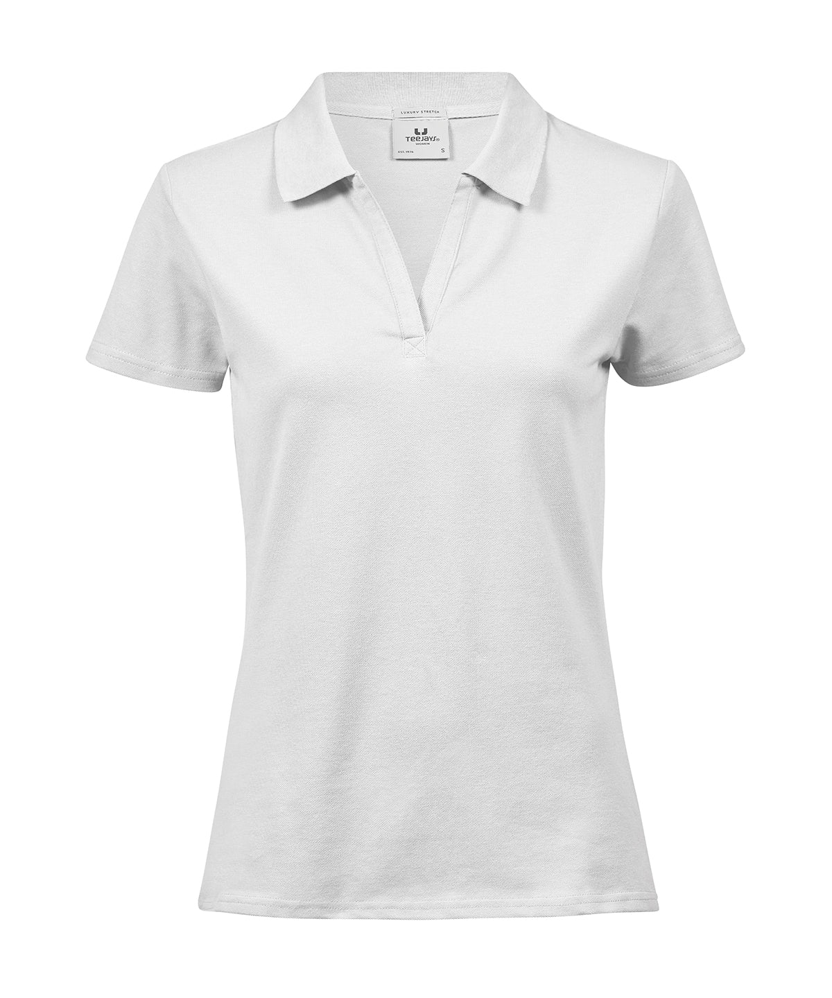 Women’s luxury stretch v-neck polo (1409) - White