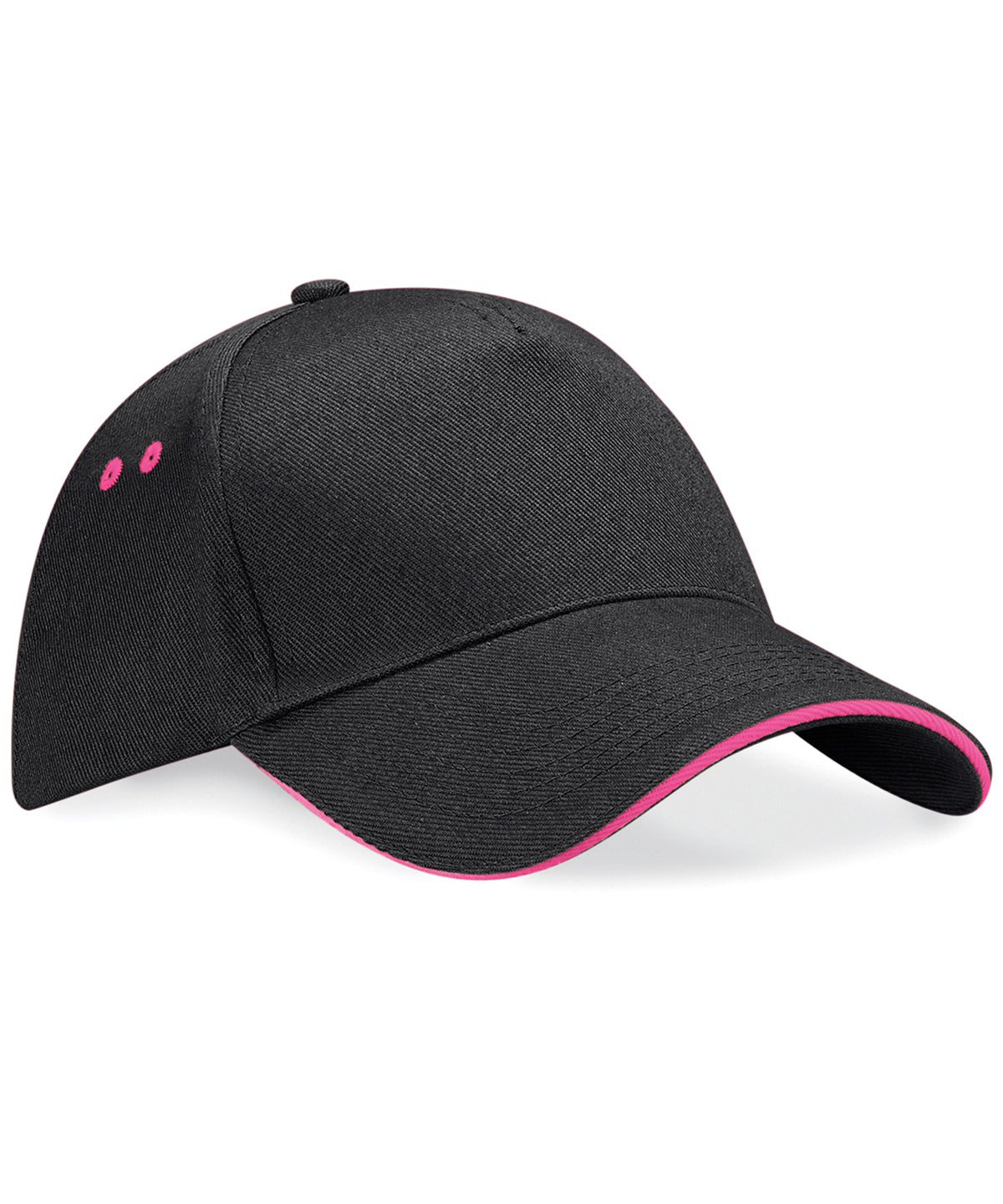 Ultimate 5-panel cap - sandwich peak - Black/Fuchsia
