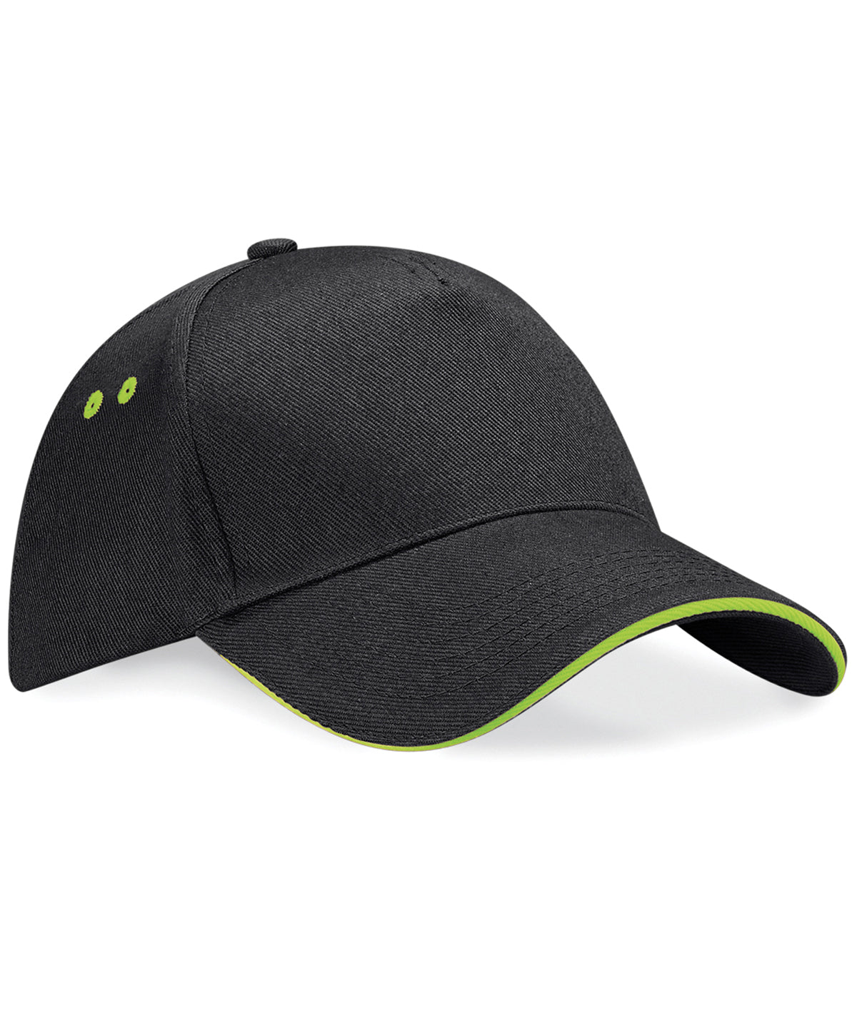 Ultimate 5-panel cap - sandwich peak - Black/Lime Green