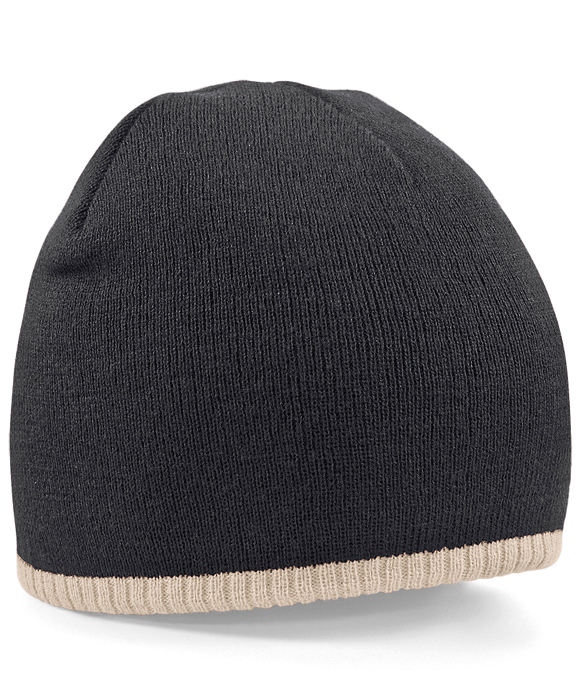 Two-tone pull-on beanie - Black/Stone