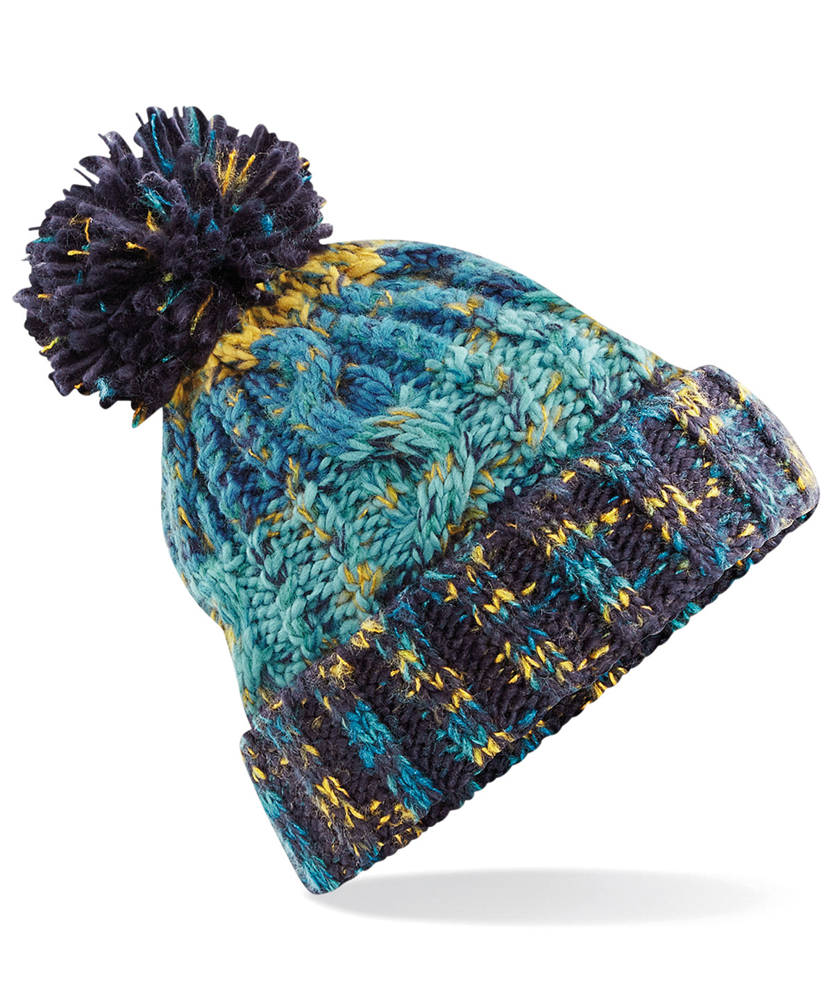 Corkscrew pom pom beanie - Marine Splash
