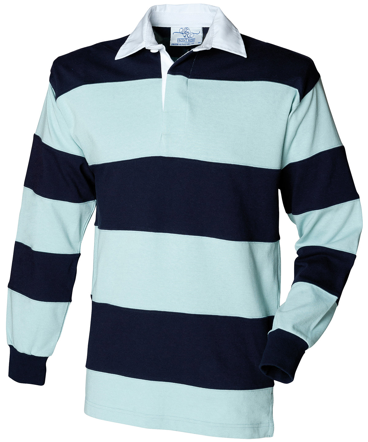 Sewn stripe long sleeve rugby shirt - Duck Egg/Navy