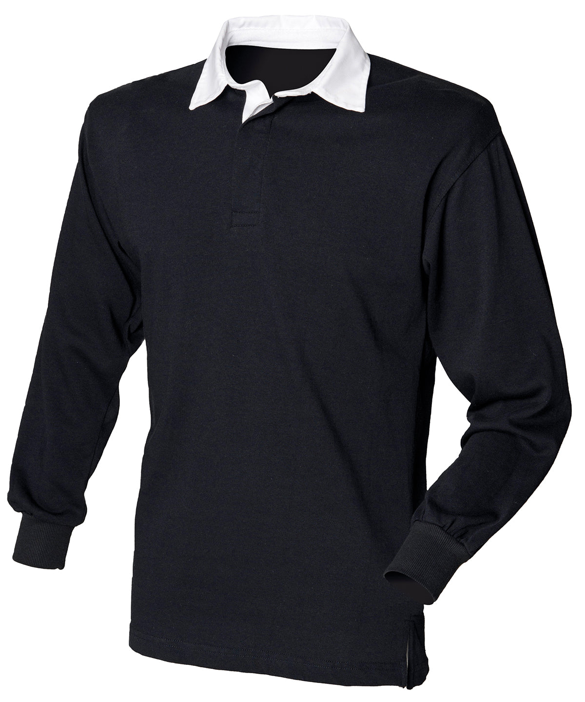 Long sleeve plain rugby shirt - Black/White*