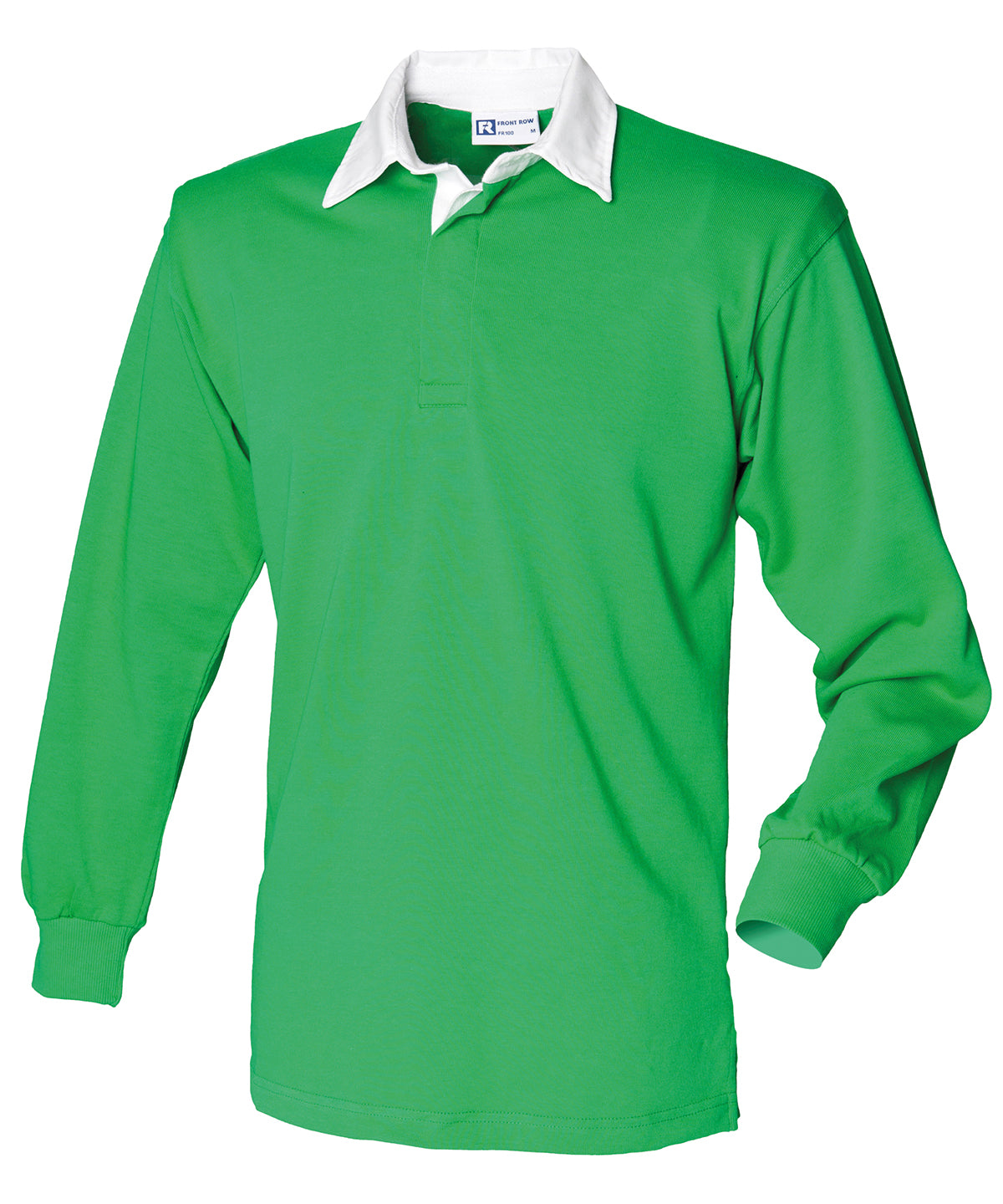Long sleeve plain rugby shirt - Bright Green/White