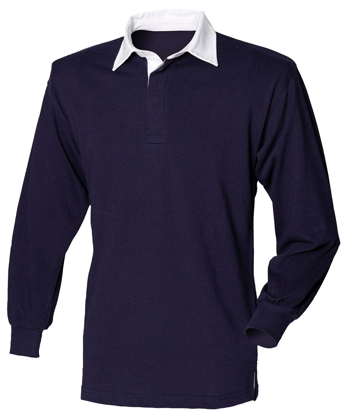 Long sleeve plain rugby shirt - Navy/White*