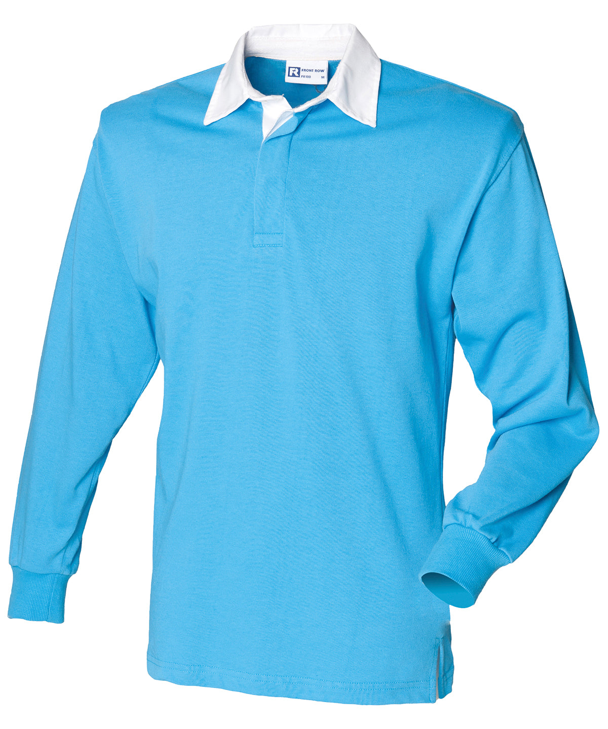 Long sleeve plain rugby shirt - Surf Blue/White