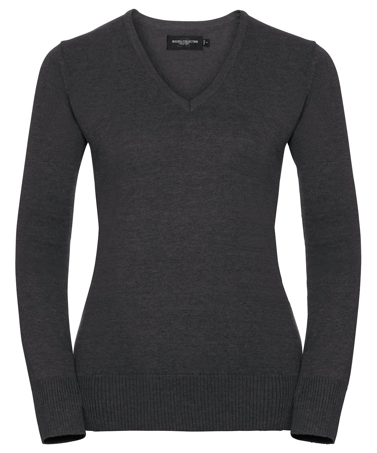 Women's v-neck knitted sweater - Charcoal Marl