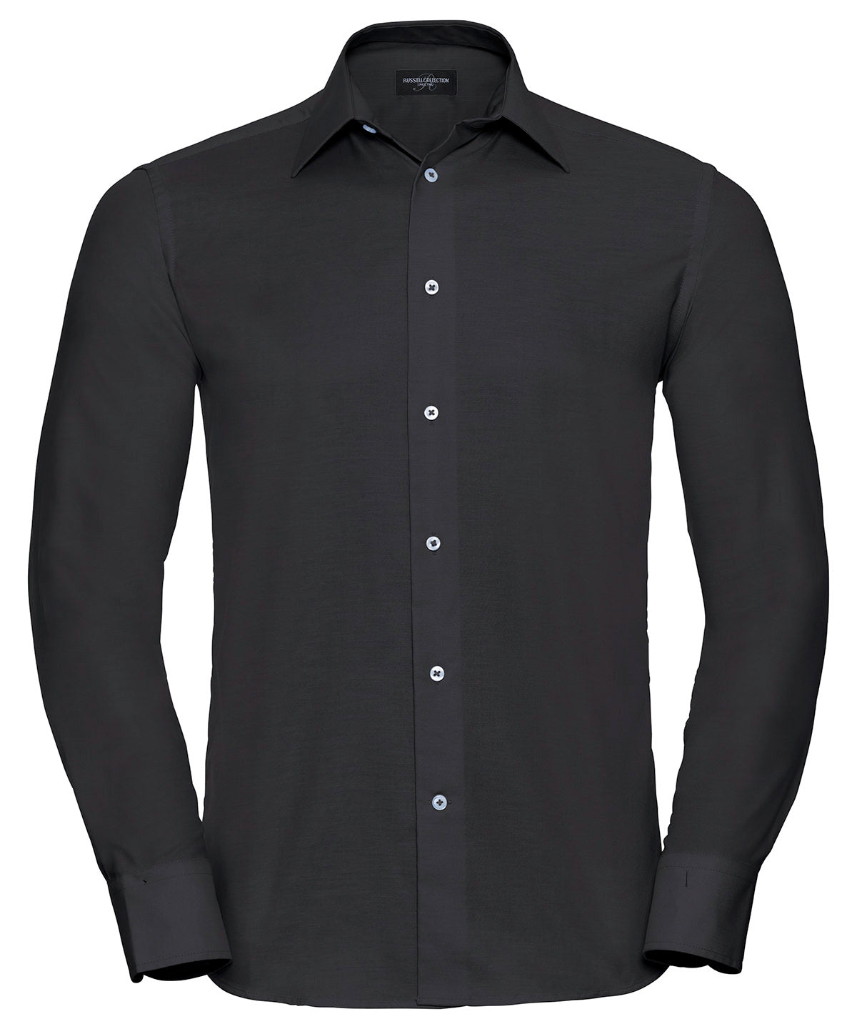 Long sleeve easycare tailored Oxford shirt - Black