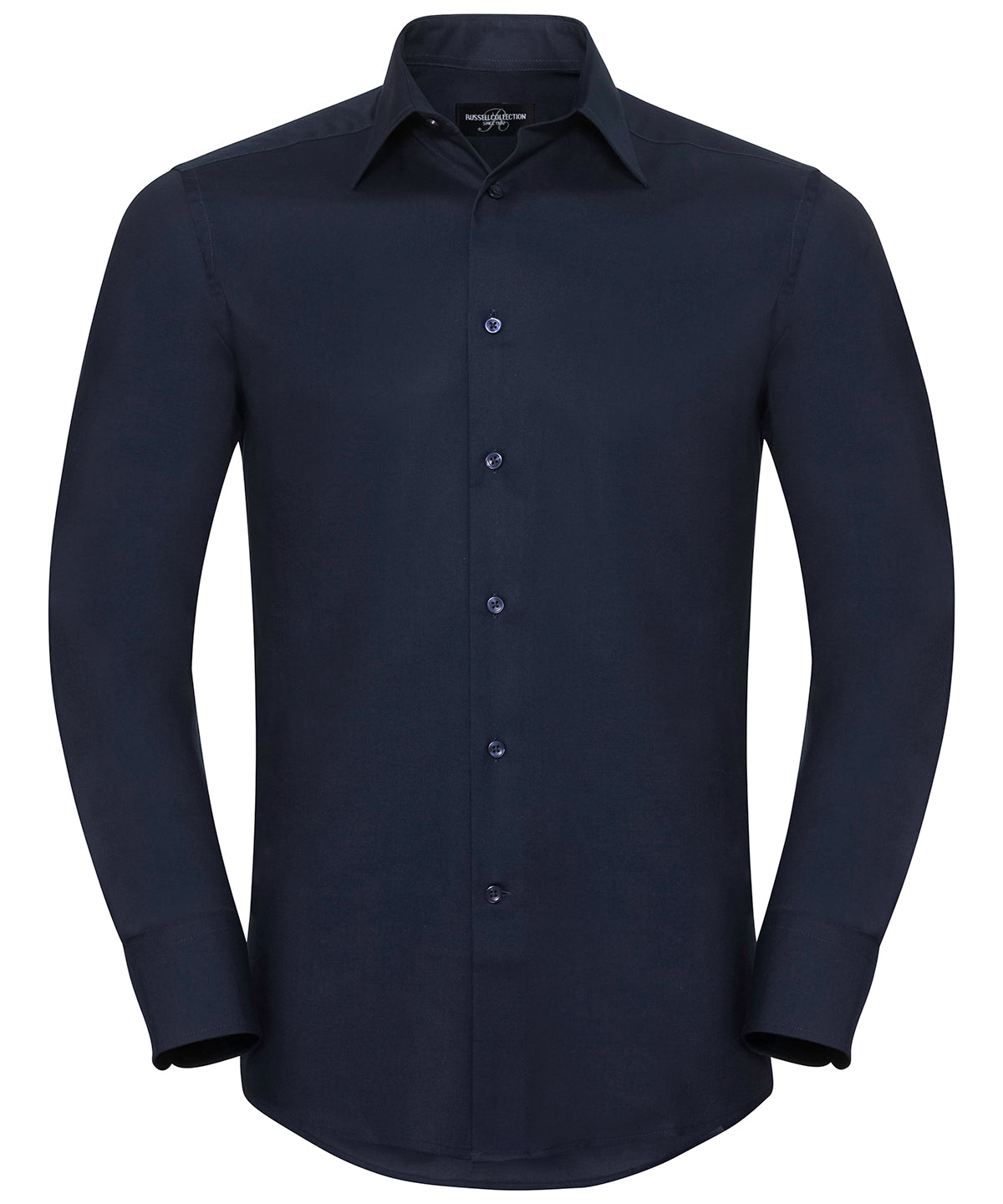 Long sleeve easycare tailored Oxford shirt - Bright Navy