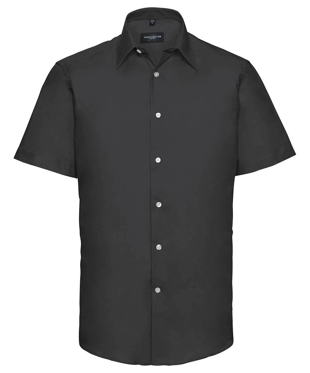 Short sleeve easycare tailored Oxford shirt - Black
