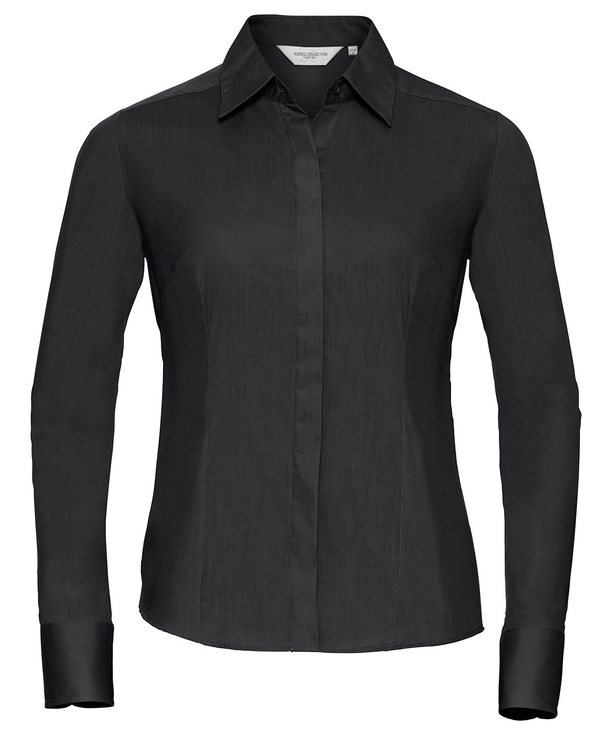 Women's long sleeve polycotton easycare fitted poplin shirt - Black