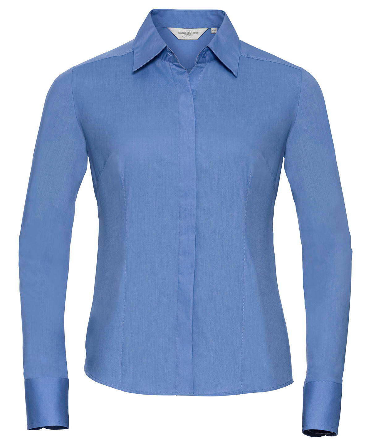 Women's long sleeve polycotton easycare fitted poplin shirt - Corporate Blue