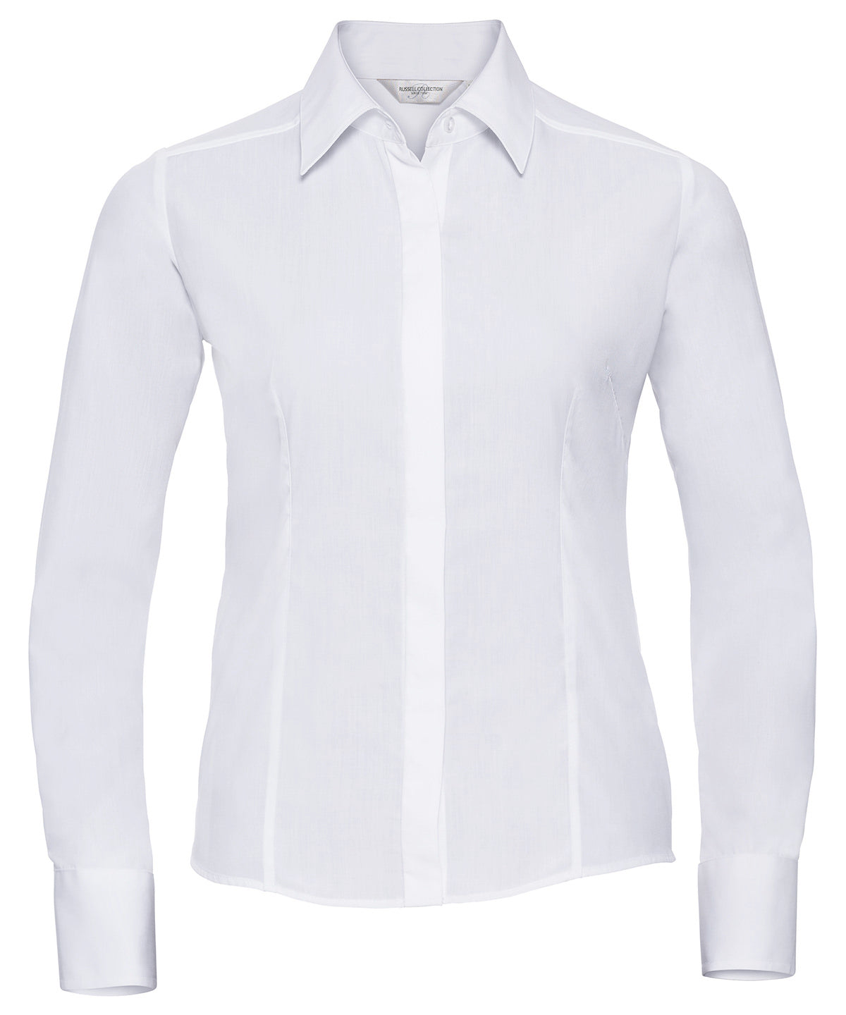 Women's long sleeve polycotton easycare fitted poplin shirt - White