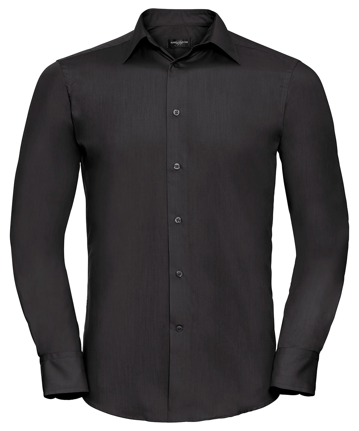 Long sleeve polycotton easycare fitted poplin shirt - Black