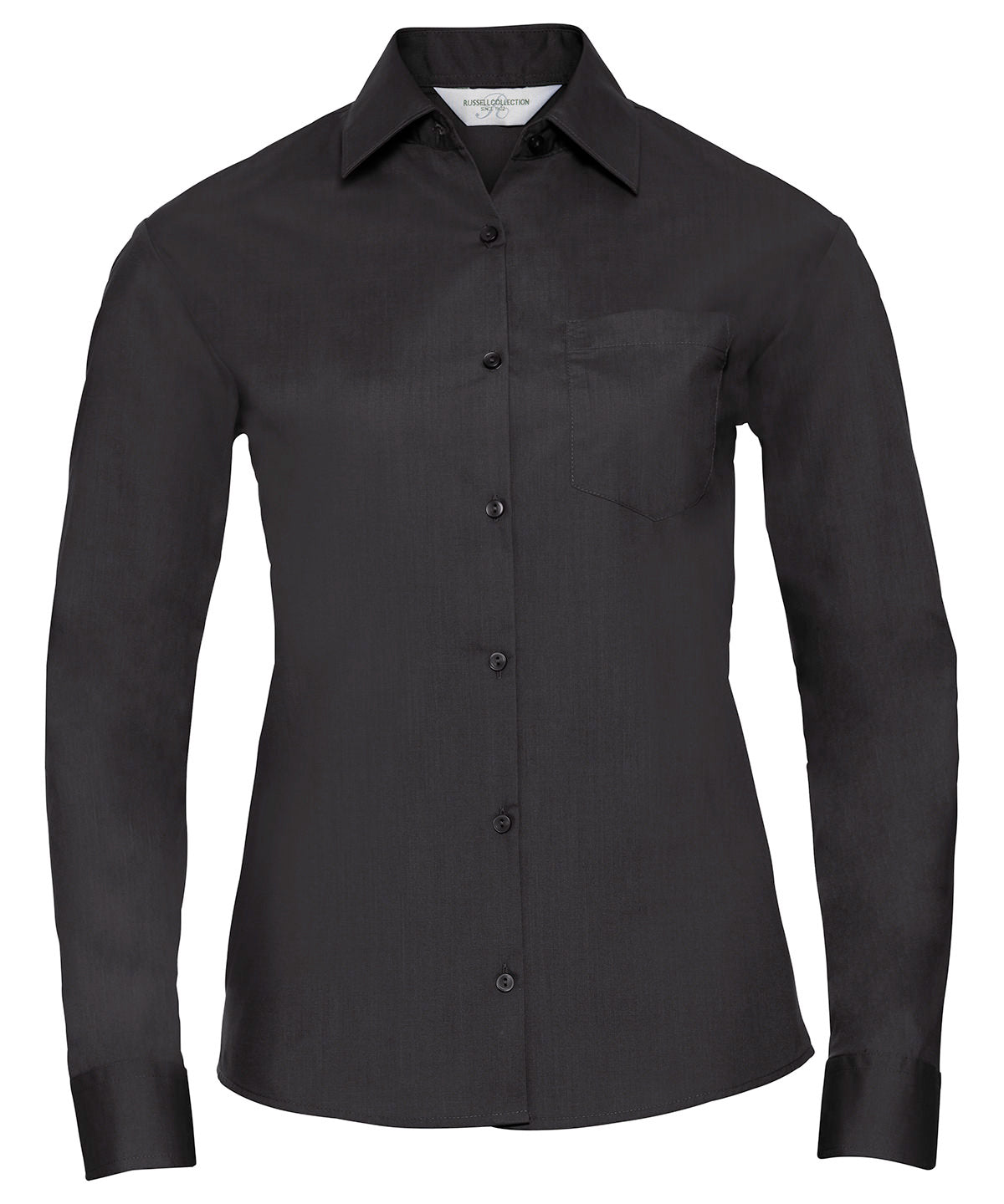 Women's long sleeve polycotton easycare poplin shirt - Black