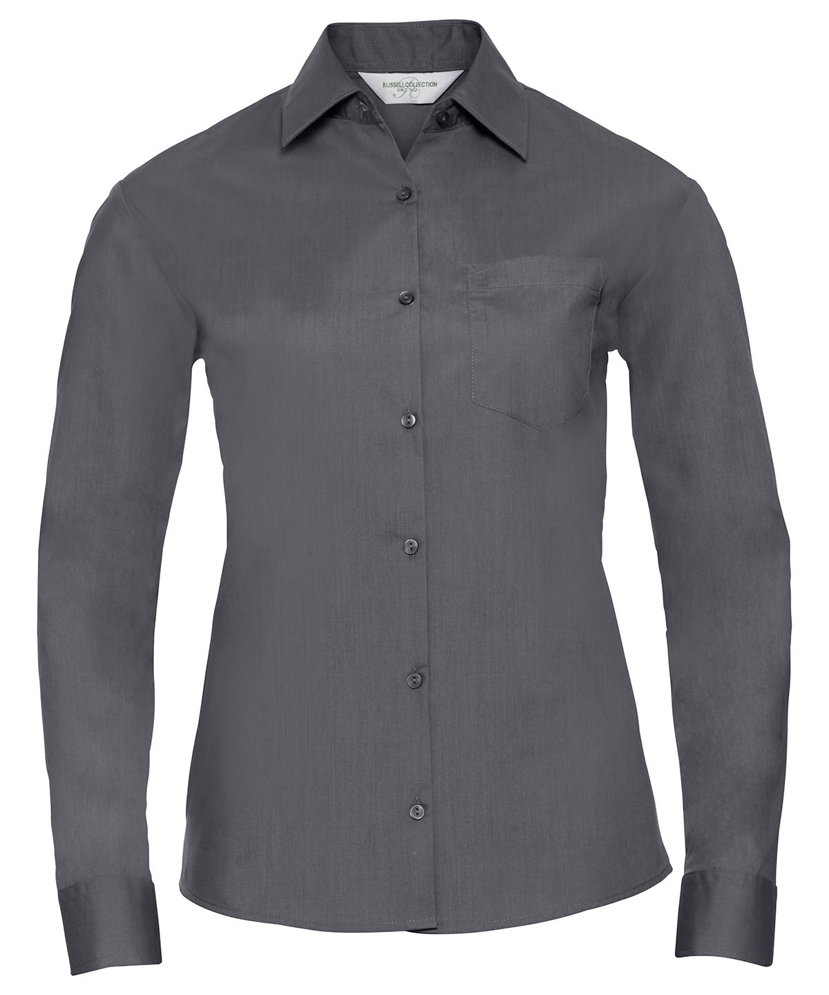 Women's long sleeve polycotton easycare poplin shirt - Convoy Grey