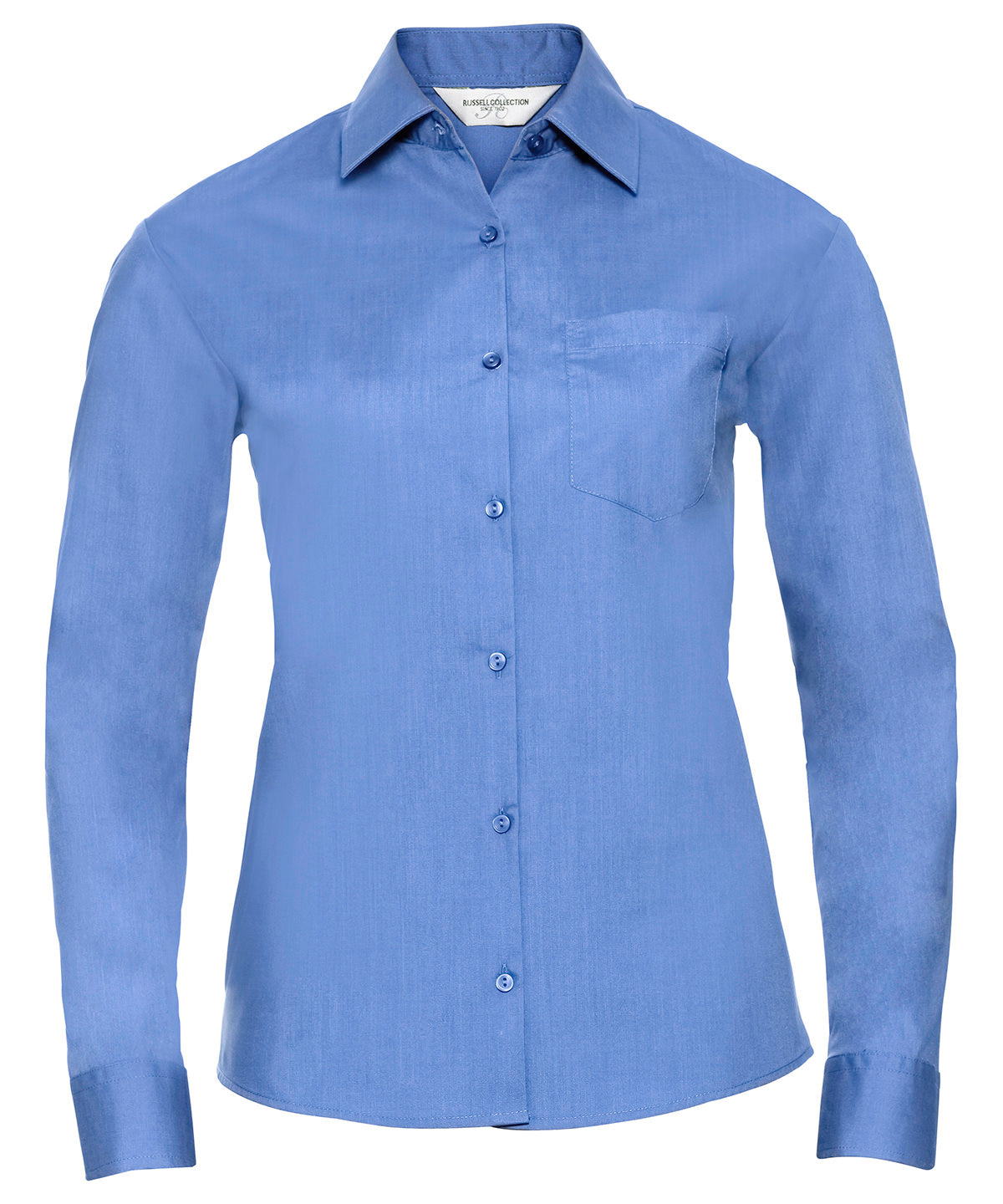 Women's long sleeve polycotton easycare poplin shirt - Corporate Blue
