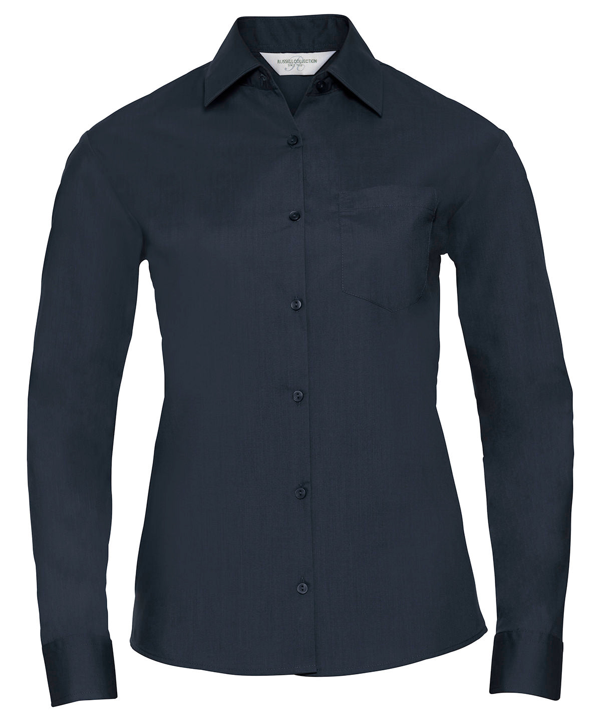 Women's long sleeve polycotton easycare poplin shirt - French Navy