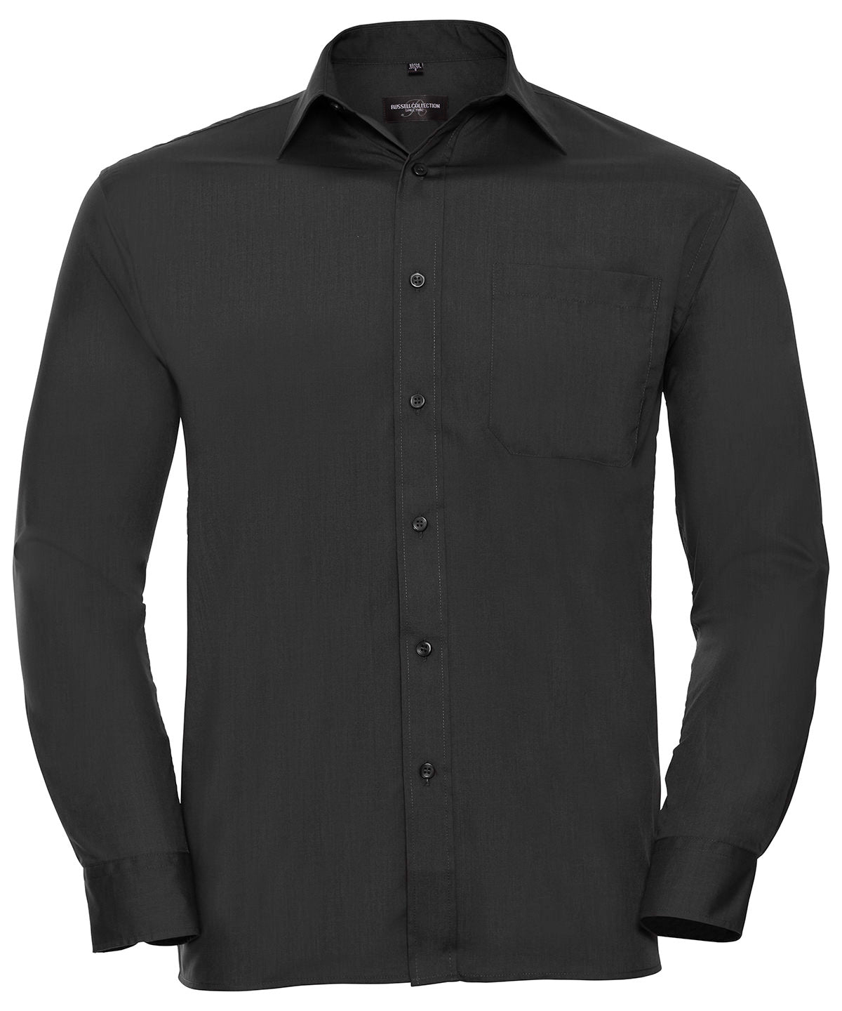 Long sleeve polycotton easycare poplin shirt - Black
