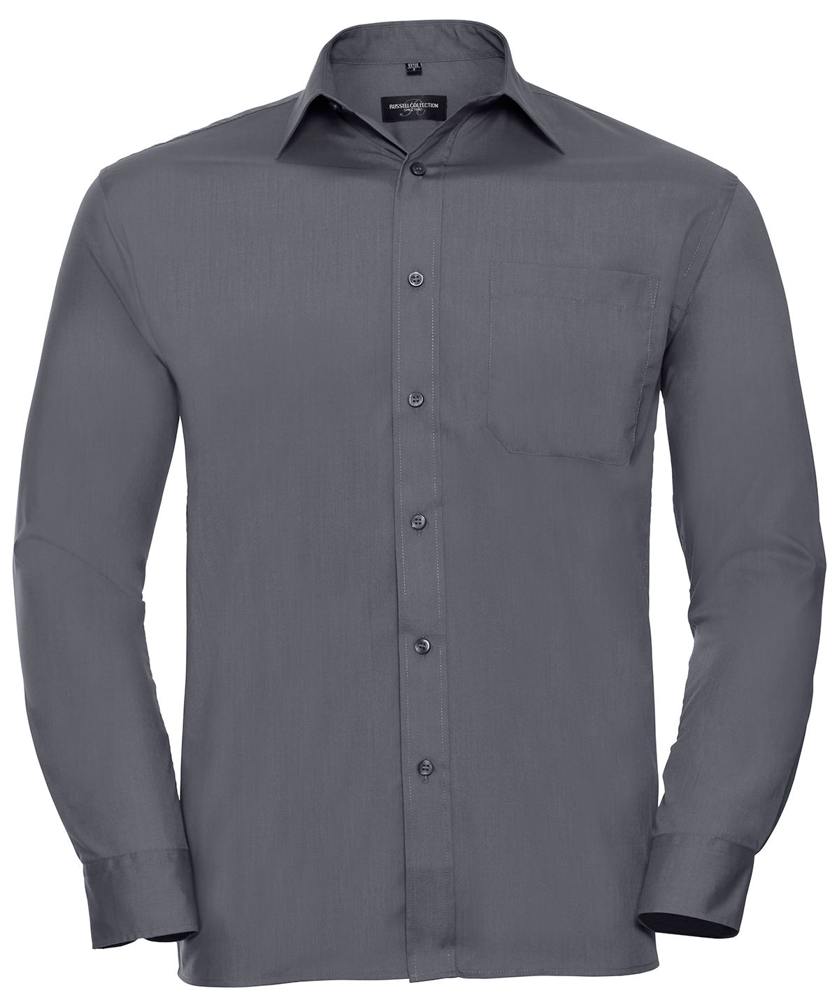 Long sleeve polycotton easycare poplin shirt - Convoy Grey