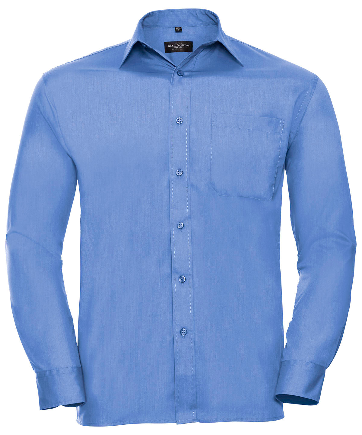 Long sleeve polycotton easycare poplin shirt - Corporate Blue