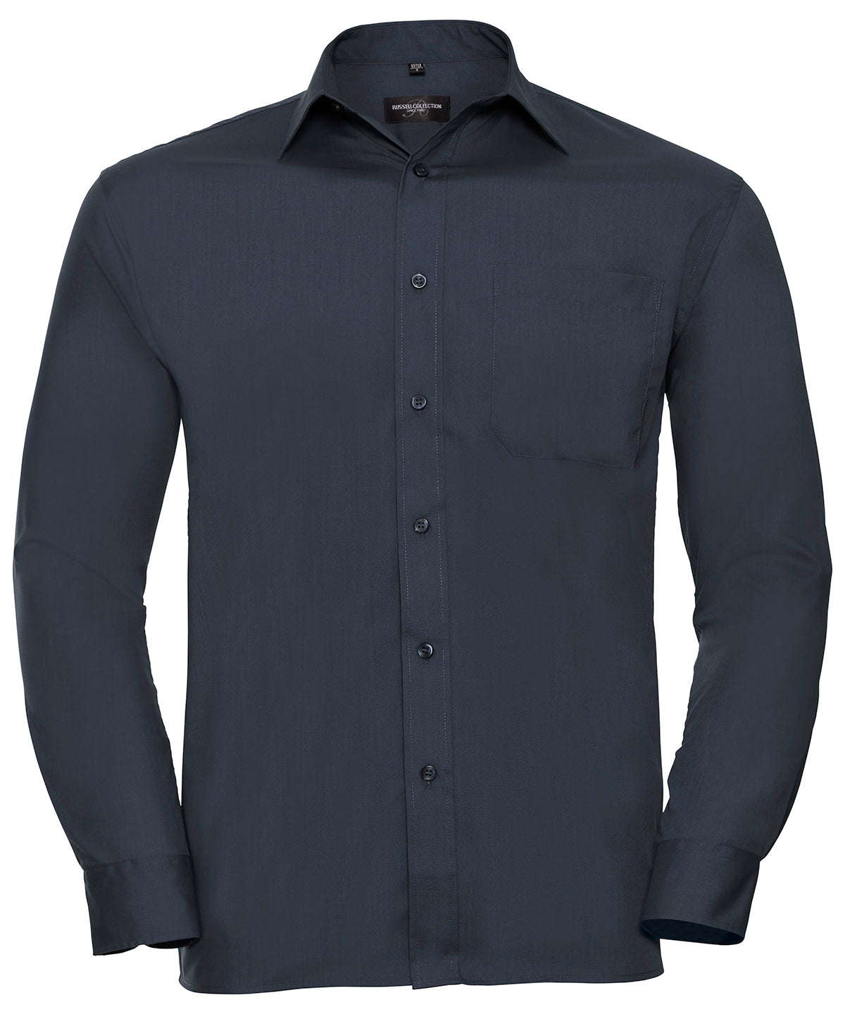 Long sleeve polycotton easycare poplin shirt - French Navy